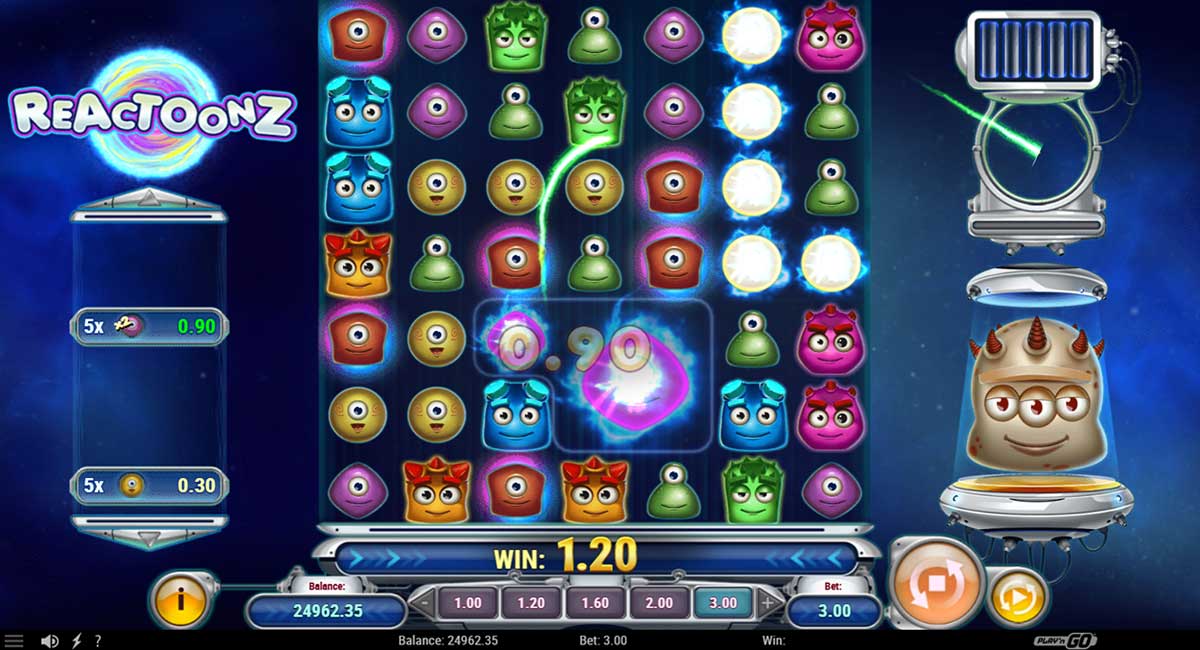 Reactoonz slot gameplay