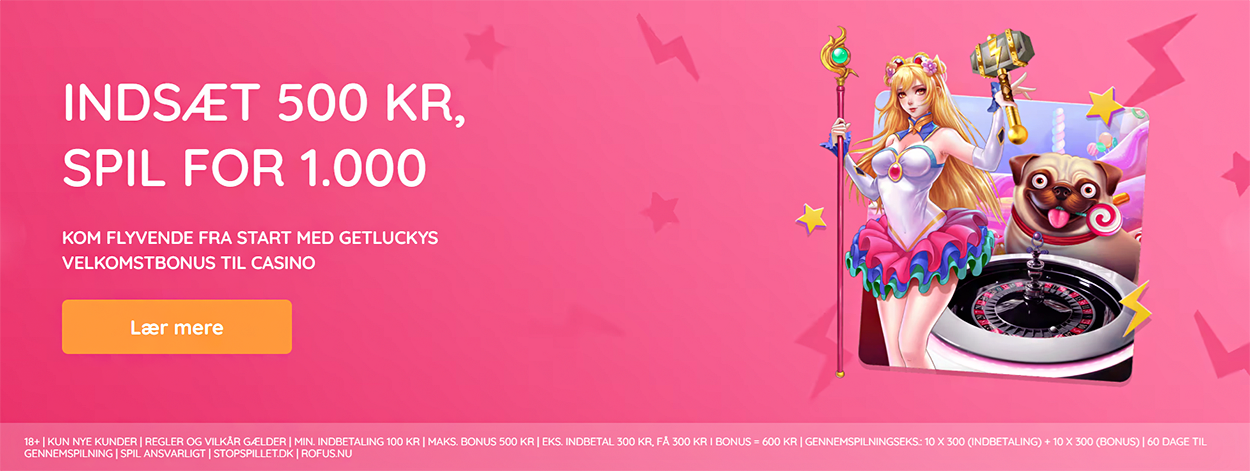 GetLucky casino dk velkomstbonus